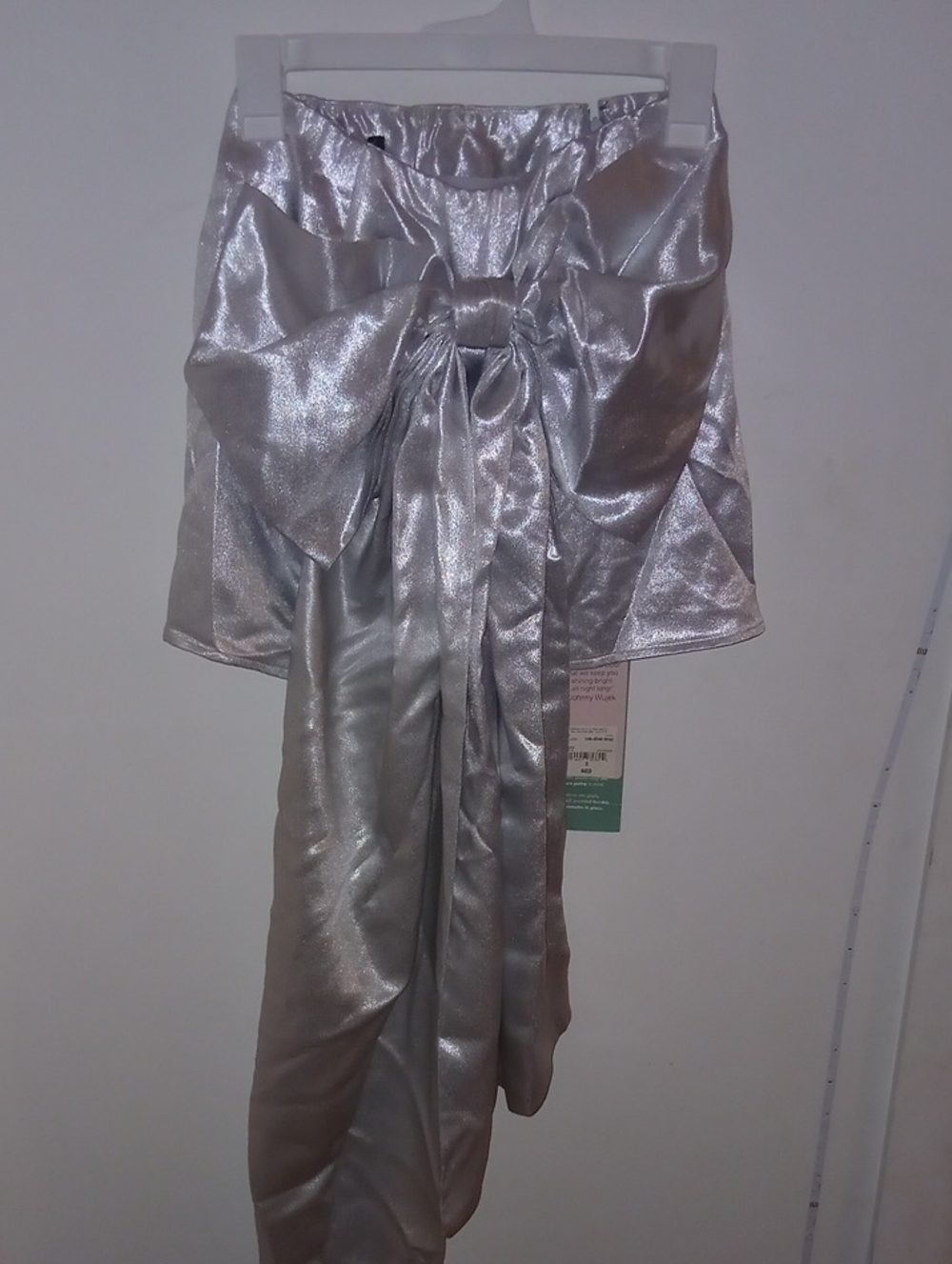 jcpenney Shiny Silver Women's Costume Skirt with Draped Bow Sash Size 3